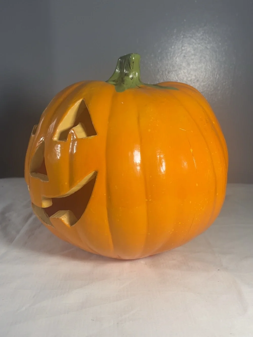 Orange Ceramic Jack-O'-Lantern Pumpkin Décor